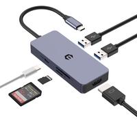 Hub USB C, répartiteur USB C vers HDMI, 6 en 1, avec HDMI 4K, pour Ordinateur Portable, Chromebook, Surface Pro 8, USB 3.0, PD 100 W