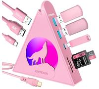 Hub USB C rose, concentrateur 8 en 1 de type C avec HDMI 4K, alimentation 100 W, USB-C 5 Gbit/s, 3 USB-A 3.0, lecteur de carte SD/TF, éclairage RVB, adaptateur multi-ports USB C vertical pour MacBook