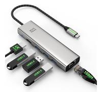 Hub USB-C, station d'accueil 7 en 1 pour ordinateur portable, adaptateur multiport avec HDMI 4K, Gigabit, ports USB 3.0, charge pass-through PD 85 W, compatible avec Surface, M1, M2, M3, HP, Lenovo