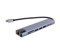 Hub USB C, Station d'accueil 8 Ports de Type C avec USB3.0, HDTV, Emplacement pour Carte Mémoire, RJ45, 4K UHD, Hub de Type C pour Téléphone Portable