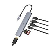 HUB USB C, Station d'accueil USB, HUB USB 3.0, hub de données Portable Ultra Fin, HUB USB C 7 en 1 avec HDMI 4K, PD 100 W, 2 USB 3.0, USB C 3.0, lecteurs de Cartes SD/TF, Compatible avec Ordinateur