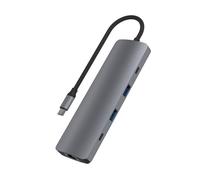 Hub USB-C - T'nB - iClick 9 en 1 - Gris sidéral - HDMI 4K - Recharge USB-C PD - 9 ports