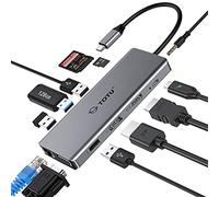 Hub USB C, TOTU mis à Niveau 13 en 1 Type C Hub vers 4K HDMI et DP, VGA, 2 USB3.0, 2 USB2.0, 95W PD, Station d'accueil à Triple Affichage pour Les systèmes Windows USB C, MacOS Uniquement
