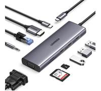 UGREEN 10 en 1 Hub USB C HDMI VGA Docking Station USB C PD 100W Adaptateur USB C vers RJ45 Ethernet Lecteur de Carte SD 3,5mm Audio Compatible avec MacBook iPad Pro Air iPhone 16 Plus Pro Max 15