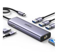 UGREEN Revodok 1061 Hub USB C Ethernet HDMI 4K PD 100W Charge 3 Data Ports 5Gbps Adaptateur RJ45 6 en 1 Docking Station Compatible avec MacBook iPad Pro Air Mac Mini M4 Surface iPhone 17 16 Pro Max