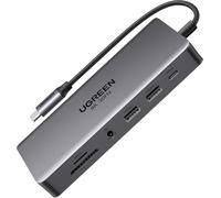 UGREEN Revodok Pro 313 Docking Station Dual HDMI DisplayPort Triple Affichage 4K60Hz 13 en 1 Hub USB C avec Multi Data Ports 10Gbps PD 100W Adapatetru Ethernet 3.5mm Audio Lecteur de Carte SD TF