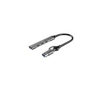 Hub USB-C Ultra Slim + Adaptateur USB-C femelle/USB-A male avec 1 port USB-A 3.0 et 3 ports USB-C Mobility Lab Gris Noir