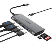 Hub USB C Universel, Station d'accueil pour Ordinateur Portable Double Moniteur, Adaptateur USB C 7 en 1 vers Double HDMI 4K,USB 3.0,Compatible avec Les Ordinateurs Portables MacBook HP Dell