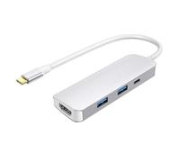 Hub USB-C Urban Factory 4 en 1 avec 2 USB-A 1 HDMI 4K 1 USB-C 100W PD Gris sidéral
