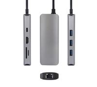 Hub USB-C Urban Factory 8 en 1 avec 3 USB-A 1 HDMI 4K 60Hz 1 RJ45 lecteurs cartes SD et Micro SD 1 USB-C 100W PD Gris anthracite