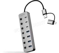 NANOCABLE 10.16.4510 - HUB USB-C + USB-A/M vers 4X USB-A + 3X USB-C 3.0 + USB-C 5V