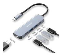 Hub USB C, USB Docking Station, Adaptateur USB C, 5 en 1 pour MacBook Pro Air M1/M2, 4K HDTV, USB 3.0, USB-C, 100W PD, pour Apple pour iPad Dell Samsung Switch Surface et Autres appareils Type-C