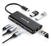 Hub USB C, UtechSmart 6 en 1 Adaptateur USB C vers HDMI avec 1000M Ethernet, Port de Charge PD 100W, 3 Ports USB 3.0 compatibles avec MacBook Pro, Chromebook et périphériques USB C (Noir)