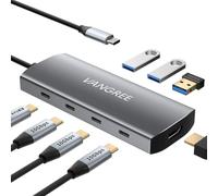 Hub USB C VANGREE, 3 Ports USB 3.2 10 Gbps, HDMI 4K à 60 Hz, Alimentation 100W, 3 Ports USB-A 3.0, répartiteur USB C, Adaptateur multiport, Extension pour MacBook, iPad Pro, Mac Mini et Plus Encore