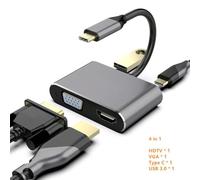 Hub USB C vers Adaptateur HDMI 4K, Station d'accueil USB 3.0 Type C PD, Compatible avec Ordinateur Portable S10 Dex(Grey 4 in 1)