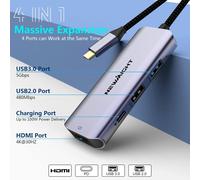 Hub Usb C Vers Hdmi,4 En 1 Usb C Vers Hdmi 4K,Power Delivery 100W,Usb3.0 Transfert De Données Rapide,Pour Macbook Pro Air M2 M1 Imac Ipad Pro Steam Deck