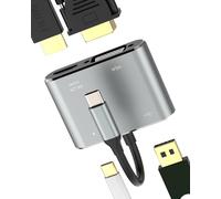 Hub Usb C Vers Hdmi Vga Usb Type-C 4 En 1 Pour Apple Iphone 15 Pro Pour Ipad Macbook Station D'Accueil Double Moniteur Pour Port D'Affichage Tv Chargeur Câble Splitter Laptop Extender Compatible