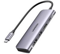Hub USB combi UGREEN 6-in-1 USB C PD-Adapter 6 ports gris
