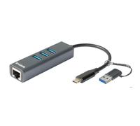 Hub USB D-Link - DUB-2332 - 3 Ports USB 3.2 - Gigabit Ethernet - Auto-alimenté - Gris
