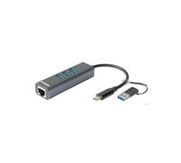 Hub USB D-Link - DUB-2332 - 3 Ports USB 3.2 - Gigabit Ethernet - Auto-alimenté - Gris