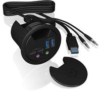 Hub Usb De Bureau (60 Mm) À Encastrer, 4 Ports Usb 3.0 (2X Usb-C & 2X Usb-A), Entrée/Sortie Audio, Passe-Câble, Noir, Ib-Hub1403B[Z725]