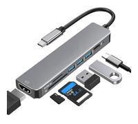 Hub USB de type C 7 en 1 pour Mac, adaptateur multiport USB C vers HDMI 4K avec 1 HDMI 3 USB3.0 1TF et 1 carte SD, 1 port PD, répartiteur USB USB-C pour MacBook Pro/Air, ordinateur portable, PC,