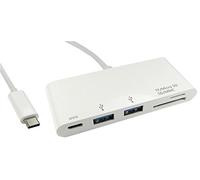 Hub USB de type C à 2 ports et lecteur de cartes, alimenté par bus de style concentrateur, 2 ports