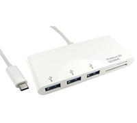 Hub USB de type C à 3 ports et lecteur de cartes, alimenté par bus de style concentrateur, 3 ports