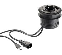 Hub USB encastrable avec prise secteur, 3 ports USB 3.0 et passe câbles [Revolt]