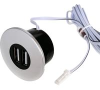 Hub USB encastrable gris argenté 12V pour smartphone