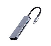 Adaptateur USB-C 3.0 6-02 vers HDMI, 3x USB-A ,1x USB-C et SD/MircroSD (Gris)