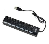Hub USB - GENERIQUE - 7 ports - Interrupteurs individuels - Indicateurs lumineux - USB 2.0