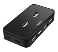 Hama Hub USB 2.0 7 ports – 480 Mbit/s, câble d'alimentation secteur et interrupteur, noir