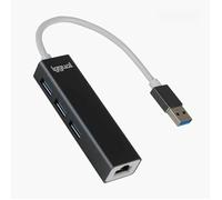 Hub USB - IGGUAL - 3 ports USB 3.0 + 1 port RJ45 Gigabit - 5 Gbit/s - 1000 Mbps - 4 ports