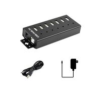 Hub USB Industriel 7 Canaux, USB 2.0, Adaptateur D'Extension pour Windows 11/10/8/Linux, avec Adaptateur Secteur 5 V, Prise UE