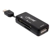 Hub USB - InLine® - OTG Dual Flex - 1x USB 2.0 - Lecteur de cartes mémoire - Noir