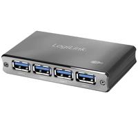Hub USB LogiLink UA0282 4 ports boîtier en aluminium, avec LEDs de statut gris sidéral