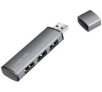 Hub USB LogiLink UA0395 3 ports boîtier en aluminium, avec LEDs de statut gris sidéral