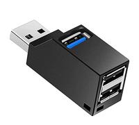 Hub USB, Mini hub USB 3.0 à 3 Ports (2 USB 2.0 + USB 3.0), Adaptateur Portable Extension Haute Vitesse Multi USB Hub Splitter Câble Adaptateur pour Ordinateur Portable, Ordinateur de Bureau, clés USB