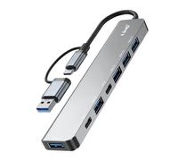 HUB USB Multiport 7-en-1 5Gbps vers 2 USB-C et 5 USB-A LinQ Gris
