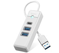 Hub USB, ORICO 3 Ports USB 3.0 Adaptateur avec 2 Type A, Type C pour Ordinateur Portable, Téléphone Mobile, Tablette, Multiports Hub-USB Compatible Mac OS, Linux, Android