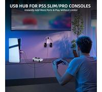 Hub USB pour PS5 Pro/Slim, 6 ports avec RVB élégant, solutions de charge efficaces