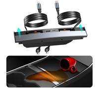 Hub USB pour Tesla Model 3 Model Y étanche - Chargeur de téléphone Rapide pour Accessoires Model Y/3 2024, 2023, 2022, 2021, Station d'accueil rétractable Multi-Ports, 100% Compatible avec la Console