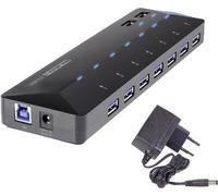 Renkforce RF-3806034 Hub USB 7 ports USB-A USB 3.0 5 GBit/s avec port de charge rapide, avec LEDs de statut noir