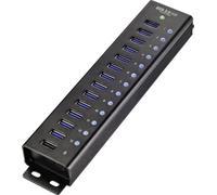 Hub USB Renkforce RF-3897144 13 ports + 1 boîtier en aluminium, pour montage mural, avec port de charge rapide