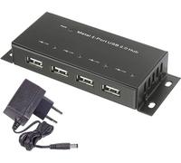 Hub USB Renkforce RF-4830984 4 ports boîtier métallique, pour montage mural noir
