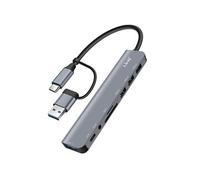 Hub USB Support OTG 5 Gbps Lecteur Carte SD / TF et Audio Jack 3.5mm Gris