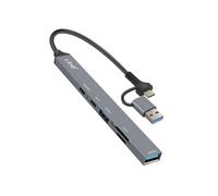 Hub USB Support OTG USB-C Power Delivery 60W et Lecteur Carte SD / TF LinQ Gris