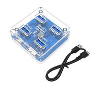 Hub USB transparent 4 ports USB 3.0 5 Gbps avec port micro USB, transfert de données USB, alimentation externe, design transparent