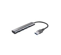 Hub USB Trust Halyx 4 ports USB 3.2 Gen 1 Type-A 5 Mbit/s Noir/Gris, compatible Windows, macOS, ChromeOS, 211x21x11mm